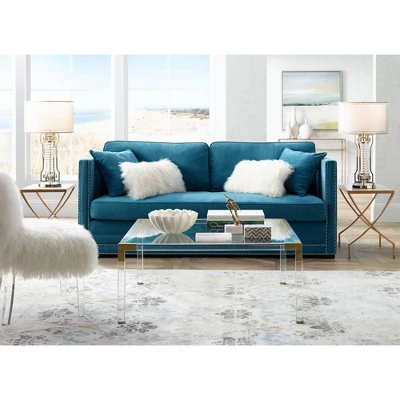 Uttermost Modern Glam Iron Square Accent Side End Table 13" Wide Gold Tempered Black Glass Tabletop For Living Room Bedroom House 1 Uttermost Modern Glam Iron Square Accent Side End Table 13" Wide Gold Tempered Black Glass Tabletop For Living Room Bedroom House