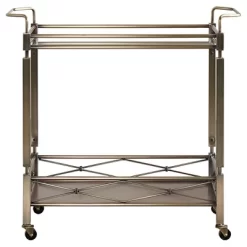 Evelyn Metal And Glass Bar Cart Antique Brass - Inspire Q