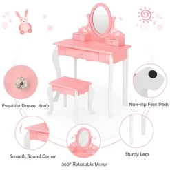 Costway Kids Vanity Princess Makeup Dressing Table Stool Set W/ Mirror Drawer 17 Costway Kids Vanity Princess Makeup Dressing Table Stool Set W/ Mirror Drawer -Cozy Living Deals Store GUEST 50a8f183 57bf 47f4 8cc5 7e6b12c133fa