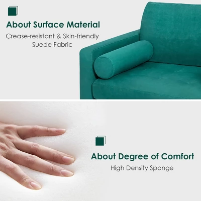 Costway Modern Loveseat 2-Seat Sofa Couch W/ 2 Bolsters Side Storage Pocket Teal 8 Costway Modern Loveseat 2-Seat Sofa Couch W/ 2 Bolsters Side Storage Pocket Teal - Image 8