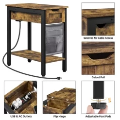 Yaheetech Narrow End Table Side Table With Charging Station -Cozy Living Deals Store GUEST 51385f8e fe37 45ff 85d2 5d62e4b14be3