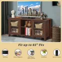 Costway TV Stand Entertainment Center For TV's Up To 65'' W/ Storage Cabinets Walnut -Cozy Living Deals Store GUEST 5145179c e2f6 4ed1 8dd1 c16317902f86