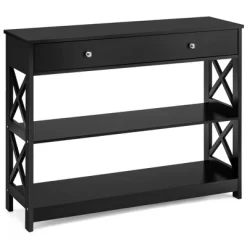 Costway Console Table Drawer Shelves Sofa Accent Table Entryway Hallway Black/White -Cozy Living Deals Store GUEST 525d036e 0060 420f 89b7 485b850be120