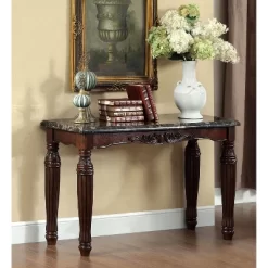Mullie Traditional Faux Marble Top Sofa Table Brown - HOMES: Inside + Out
