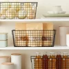 Farmlyn Creek 3 Pack Metal Wire Storage Baskets For Shelves, Pantry, Closet, Long Narrow Organizer Bin, Black, 16 X 6 X 6 In
