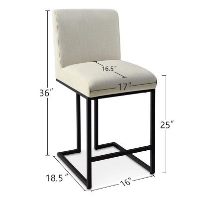 Set Of 2 Mason 25" Contemporary Armless Upholstered Fabric With Black Metal Sled Legs Counter Height Barstools-The Pop Maison 5 Set Of 2 Mason 25" Contemporary Armless Upholstered Fabric With Black Metal Sled Legs Counter Height Barstools-The Pop Maison - Image 5