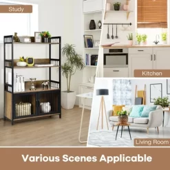 Costway 3-Tier Baker's Rack Industrial Kitchen Microwave Oven Stand W/Storage Cabinet -Cozy Living Deals Store GUEST 538446b7 a6af 4c99 bd96 2d11feee3a79