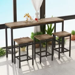 Modern Design Kitchen Long Dining Table Set With 3 Stools - ModernLuxe -Cozy Living Deals Store GUEST 53f41e07 9f68 4103 89f6 9ac3122efa46