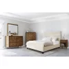 6pc Aurora Mid-Century Brown Bedroom Set With Upholstered Bed - Abbyson Living