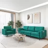 Costway Modular 3-Seat Sofa Couch W/ Socket USB Ports & Side Storage Pocket Teal