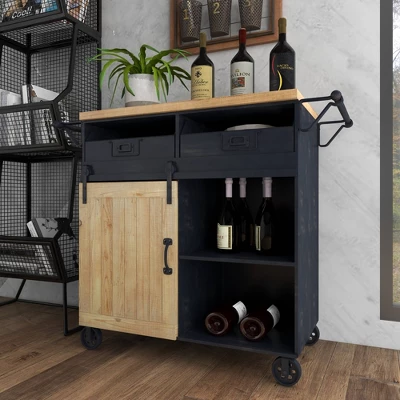 Industrial Rolling Cart Black - Olivia & May 12 Industrial Rolling Cart Black - Olivia & May - Image 12