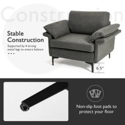 Costway Modern Linen Fabric Accent Armchair Upholstered Single Sofa W/ Metal Legs Grey -Cozy Living Deals Store GUEST 5496f12b 90cc 4b22 8fb8 16d262d60e81