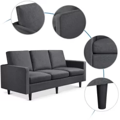 Yaheetech Modern Loveseat Sofa Upholstery Fabric 3-Seater Sofa Couch-Gray -Cozy Living Deals Store GUEST 54a2432d d6e5 440b 8d0d d3827c57f4a6