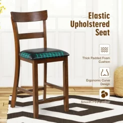 Costway Set Of 4 Barstools Counter Height Chairs W/Leather Seat & Rubber Wood Legs -Cozy Living Deals Store GUEST 54f5ba00 af59 4ad1 8bd2 296427fe9fcb