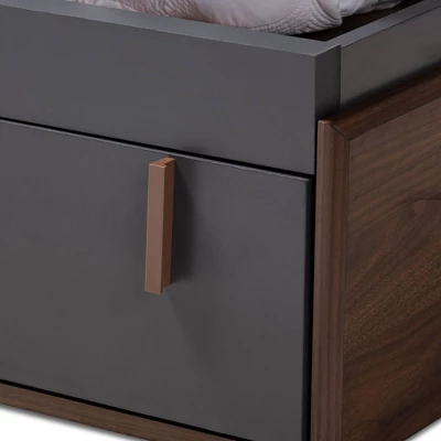 Queen Rikke Two-Tone Wood Platform Storage Bed With Upholstered Headboard Gray - Baxton Studio 1 Queen Rikke Two-Tone Wood Platform Storage Bed With Upholstered Headboard Gray - Baxton Studio