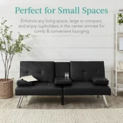 Best Choice Products Modern Faux Leather Convertible Futon Sofa W/ Removable Armrests, Metal Legs, 2 Cupholders 15 Best Choice Products Modern Faux Leather Convertible Futon Sofa W/ Removable Armrests, Metal Legs, 2 Cupholders -Cozy Living Deals Store GUEST 559ff572 9fa4 4f7e 92b6 a15a7a0308f5