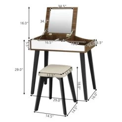 Costway Vanity Table Set With Flip Top Mirror Dressing Makeup Study Padded Stool -Cozy Living Deals Store GUEST 55b07c72 fe51 4b8d 9fc5 338917b03d7d