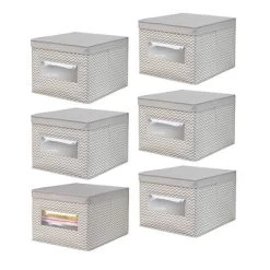 MDesign Stackable Fabric Closet Storage Organizer Box, 6 Pack -Cozy Living Deals Store GUEST 563b146b 4f06 4d09 8272 71001ee72f18