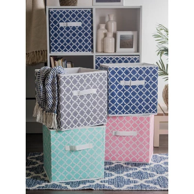 Set Of 2 13"x13"x13" Nonwoven Polyester Lattice Storage Cube Gray - Design Imports 8 Set Of 2 13"x13"x13" Nonwoven Polyester Lattice Storage Cube Gray - Design Imports - Image 8