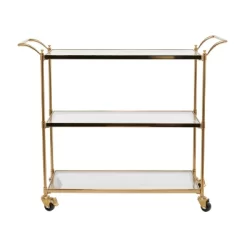 Modern 3 Shelf Metal Bar Cart Brass - Olivia & May