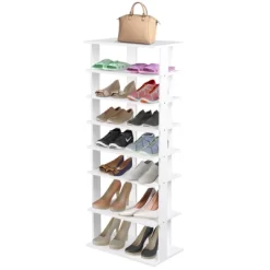 Tangkula 7-Tier Shoe Rack Free Standing Shelf Storage Modern Shoe Rack Organizer Brown/Black/White -Cozy Living Deals Store GUEST 56d438fc 30d6 4c30 8d9e 9aa34b63cb25