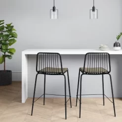 Set Of 2 Sodra Rounded Seat Wire Counter Height Barstool Black - Threshold™