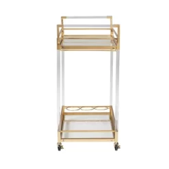Savannah Metal And Glass Wine Cart Gold/Clear - Baxton Studio -Cozy Living Deals Store GUEST 5885f2b8 da08 472d ae14 a168a0e3fd05
