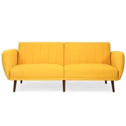 Costway Convertible Futon Sofa Bed Adjustable Couch Sleeper W/ Wood Legs NavyGreyYellow -Cozy Living Deals Store GUEST 58cefb16 f654 4b58 8258 26f38223b5da