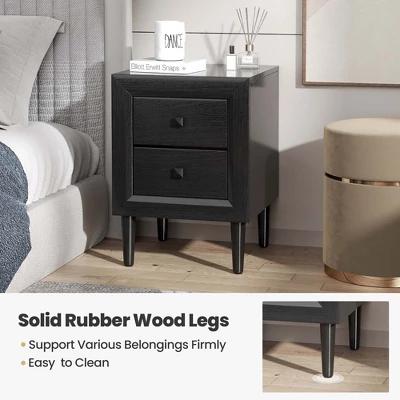 Costway Nightstand End Bedside Coffee Table Wooden Leg Storage Drawers BlackGrey 6 Costway Nightstand End Bedside Coffee Table Wooden Leg Storage Drawers BlackGrey - Image 6