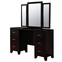 3pc Scrugham Contemporary 6 Drawer Vanity With Barstool Espresso - MiBasics -Cozy Living Deals Store GUEST 59019dd3 0bde 42a5 a8bd bbc0b4aa85d3