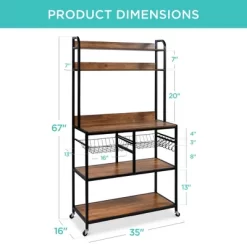 Best Choice Products 67in Counter-Height Baker's Rack W/ Locking Wheels, Adjustable Feet, 2 Wire Baskets -Cozy Living Deals Store GUEST 595ce3eb 1252 44e4 bc40 c25539069d1c