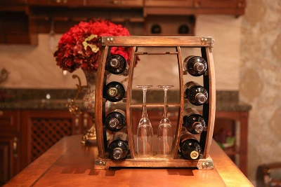 Vintiquewise Decorative Wooden 8 Bottle Rustic Wine Rack With Glasses Holder 1 Vintiquewise Decorative Wooden 8 Bottle Rustic Wine Rack With Glasses Holder