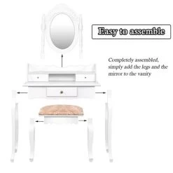 Costway Vanity Table Jewelry Makeup Desk Bench Dresser Stool White -Cozy Living Deals Store GUEST 5a437286 0181 4a25 9bdd 3381ec1dcbc4