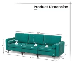 Costway Modular 3-Seat Sofa Couch W/ Socket USB Ports & Side Storage Pocket Teal -Cozy Living Deals Store GUEST 5a87014b 0897 48f1 9913 66e2eee1b9c2