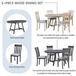5 PCS Round Wood Extendable Dining Table Set With 4 Dining Chairs-ModernLuxe -Cozy Living Deals Store GUEST 5ab7b114 09d0 49bc baee f16edb5be72b
