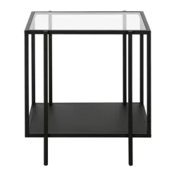 Black Bronze Side Table With Metal Shelf - Henn&Hart