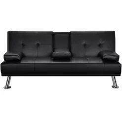 Yaheetech Convertible Faux Leather Sofa Bed Futon With Armrest -Cozy Living Deals Store GUEST 5abe8a92 ca96 4708 9719 693e86a9fd2e