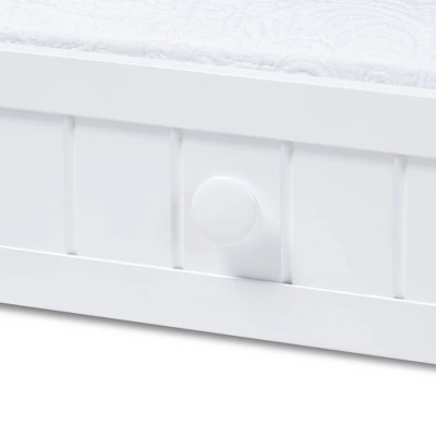 Twin Neves Wood Bed With Trundle White - Baxton Studio 1 Twin Neves Wood Bed With Trundle White - Baxton Studio