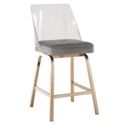 Set Of 2 24" Svana Champagne Gold Finish Velvet Swivel Counter Height Barstools - Inspire Q -Cozy Living Deals Store GUEST 5b5409e6 b950 434c 9e9f 0eab10296f02