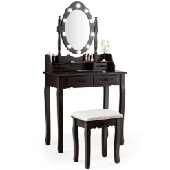 Costway Makeup Vanity Dressing Table Set W/10 Dimmable Bulbs Cushioned Stool -Cozy Living Deals Store GUEST 5c21d327 bacd 45ff b147 2985021d46df