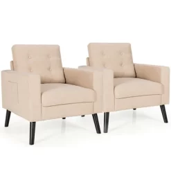Costway Set Of 2 Upholstered Accent Chair Single Sofa Armchair W/ Wooden Legs 19 Costway Set Of 2 Upholstered Accent Chair Single Sofa Armchair W/ Wooden Legs -Cozy Living Deals Store GUEST 5c601924 dda2 48b9 a6f0 d0fe3960e679