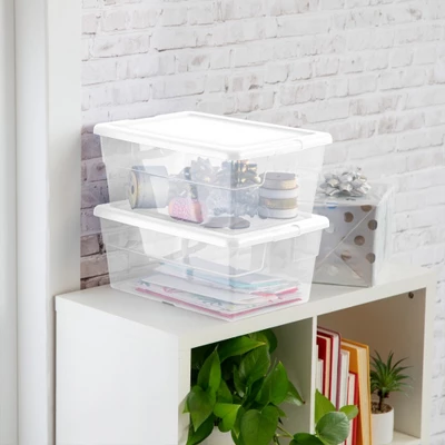 Sterilite 16 Quart Stackable Clear Plastic Storage Tote Container With Opaque Latching Lid For Home And Office Organization 2 Sterilite 16 Quart Stackable Clear Plastic Storage Tote Container With Opaque Latching Lid For Home And Office Organization - Image 2