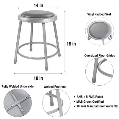 2pk Heavy Duty Vinyl Padded Steel Barstool Gray - Hampden Furnishings 6 2pk Heavy Duty Vinyl Padded Steel Barstool Gray - Hampden Furnishings - Image 6
