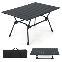 Tangkula Folding Camping Table Collapsible Aluminum Roll Up Beach Table With Carrying Bag 4-Level Adjustable Height Dark/Silver -Cozy Living Deals Store GUEST 5d1ce01a f9a9 4619 8dab b6b4976c923b