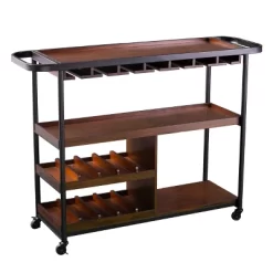 Tansley Rolling Wine Cart Brown - Aiden Lane -Cozy Living Deals Store GUEST 5d4d310d ac0a 4a53 b140 d87f417a733d