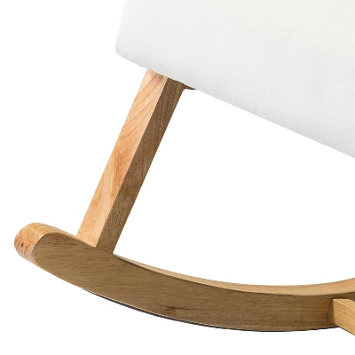 Adena Rocking Accent Chair With Rattan Arms | Karat Home-Beige 8 Adena Rocking Accent Chair With Rattan Arms | Karat Home-Beige - Image 8