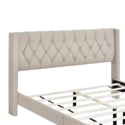Queen Size Upholstered Wood Platform Bed-ModernLuxe -Cozy Living Deals Store GUEST 5d94edbc 0452 4ad1 9025 6c196a43ce2e
