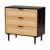 Maureen Wood And Rattan 3 Drawer Dresser Espresso/Natural Brown - Baxton Studio