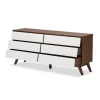 Hildon Mid-Century Modern Wood 6 Drawer Storage Dresser Brown - Baxton Studio