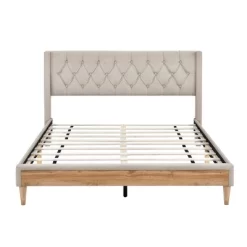 Queen Size Upholstered Wood Platform Bed-ModernLuxe -Cozy Living Deals Store GUEST 5f8b4637 fbee 4653 96b6 599a933afeaf